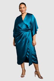 Coast Plus Satin Wrap Midi Dress
