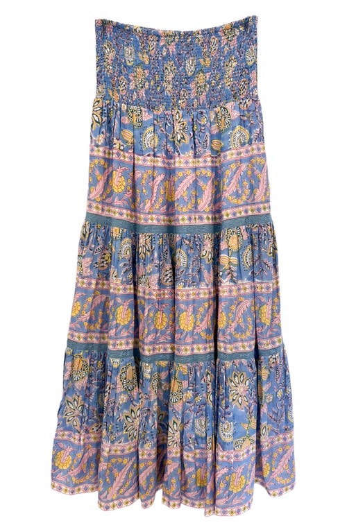 Alicia Bell Mandy Cotton & Silk Cover-up Maxi Skirt In Blue Yellow Print