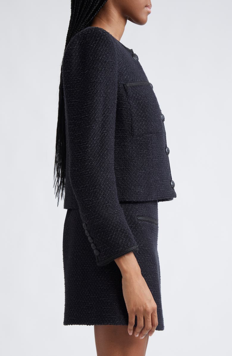 Veronica Beard Lars Metallic Cotton Blend Tweed Jacket, Alternate, color, Black