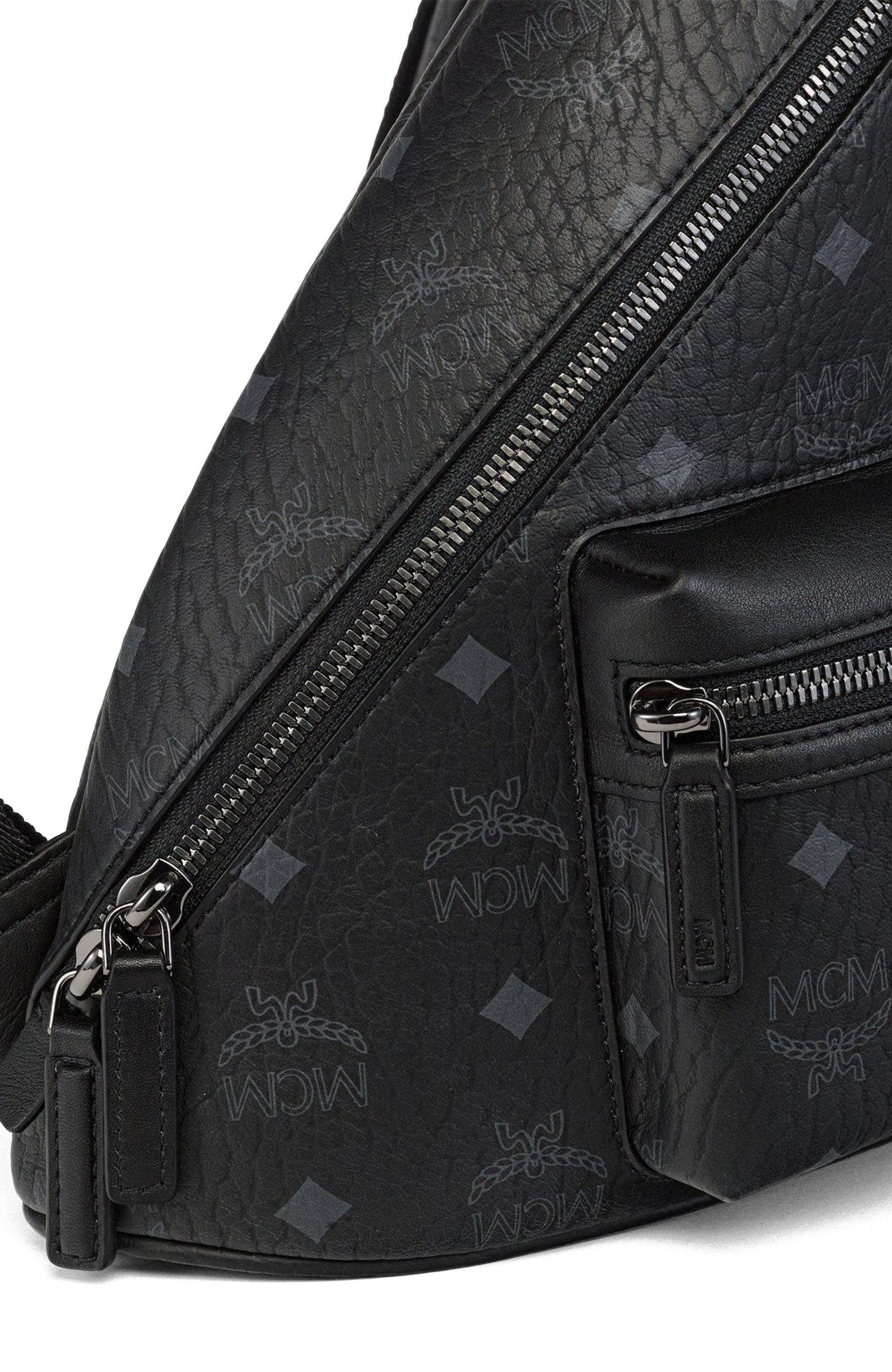 MCM Mini Aren Sling in Visetos, Alternate, color, Bk