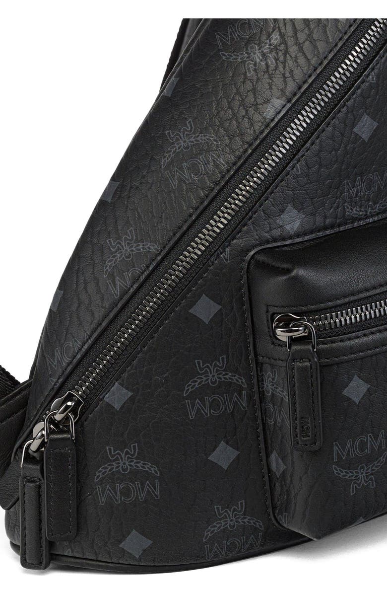 MCM Mini Aren Sling in Visetos, Alternate, color, Bk