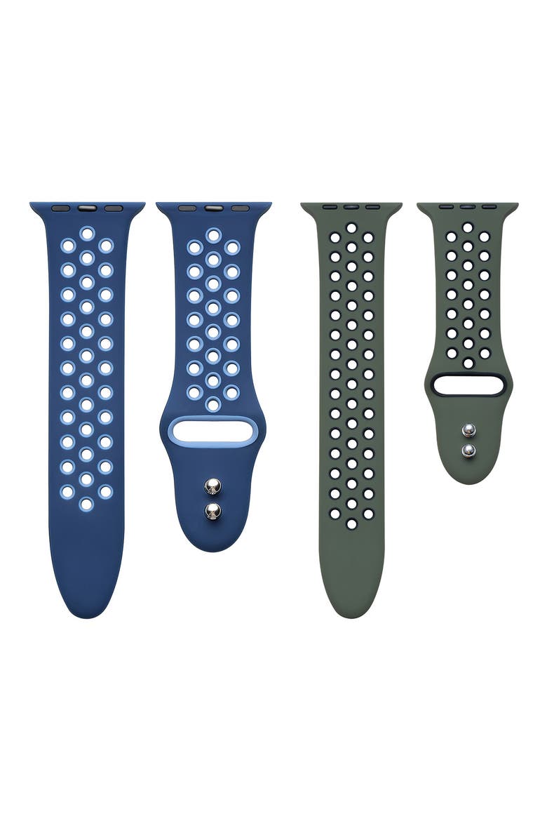 Assorted 2-Pack Silicone Apple Watch® Watchbands, Main, color, ASSORTED BLUE/ GREEN