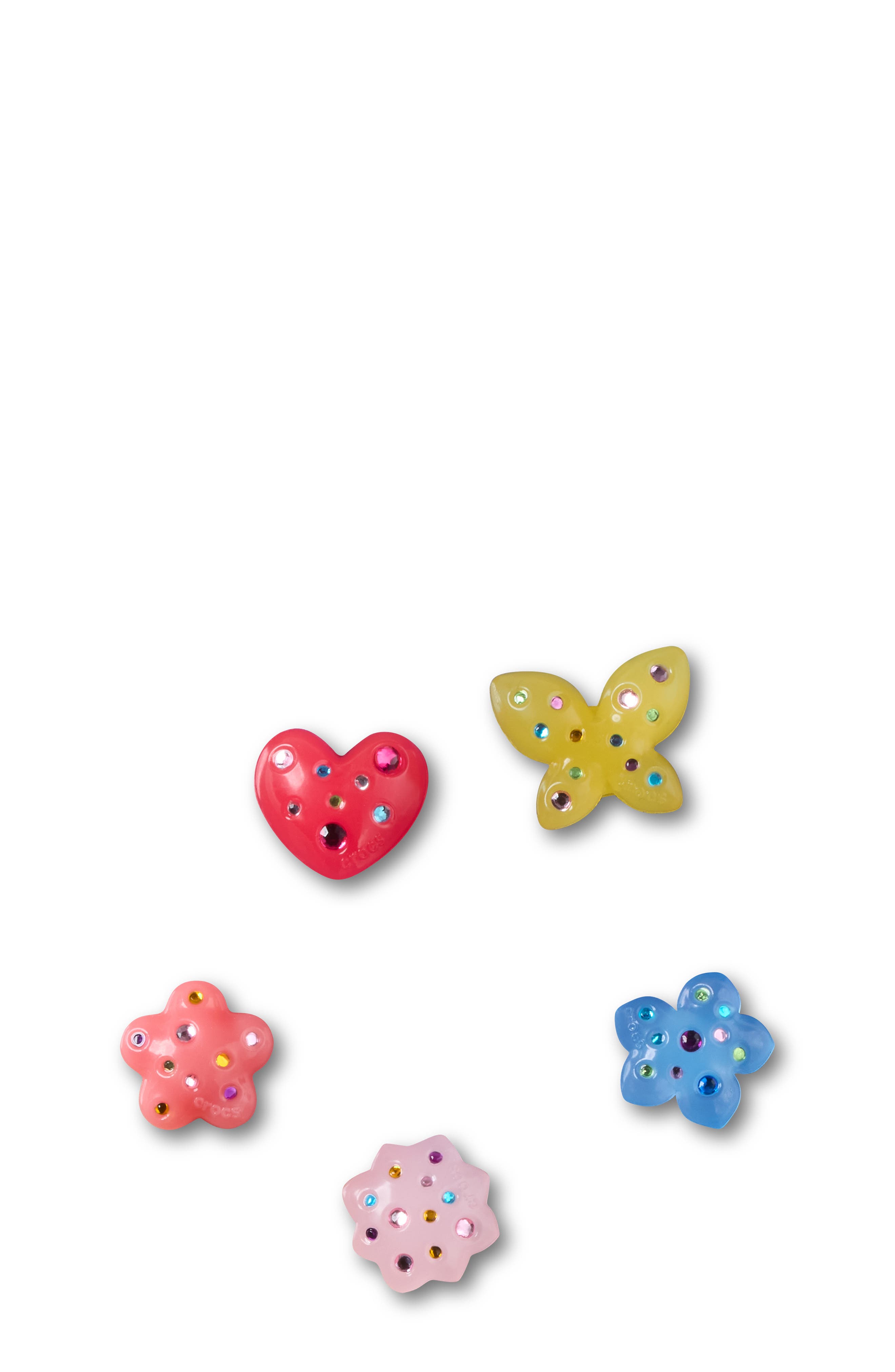Dainty Crystals Assorted 5-Pack Jibbitz Shoe Charms, Main, color, WHITE