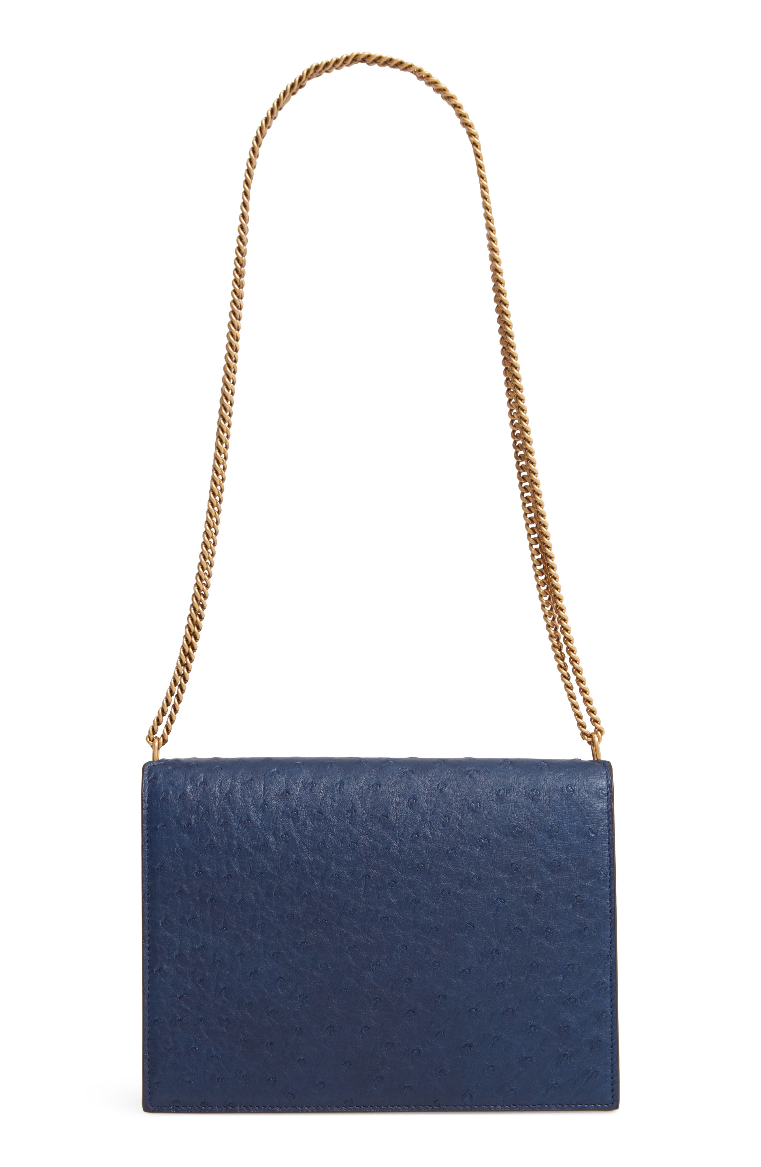 Saint Laurent Medium Cassandra Ostrich Leather Shoulder Bag, Alternate, color, 