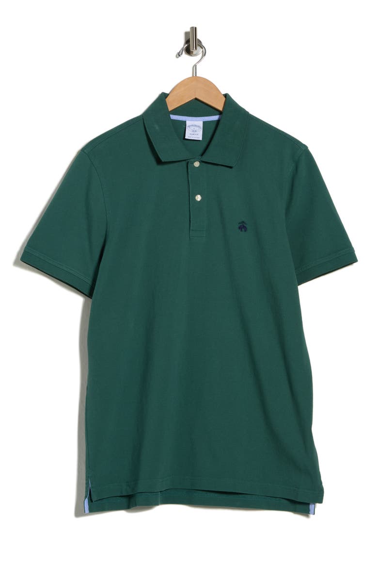 Slim Fit Piqué Polo, Alternate, color, MALLARD GREEN