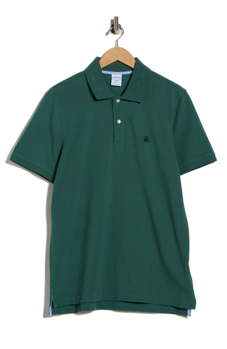 Brooks Brothers Slim Fit Piqué Polo, Main, color, Mallard Green