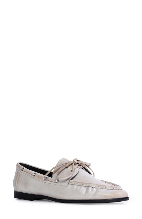 Black Suede Studio Leather Lace-up Boat Loafers In White Vintage