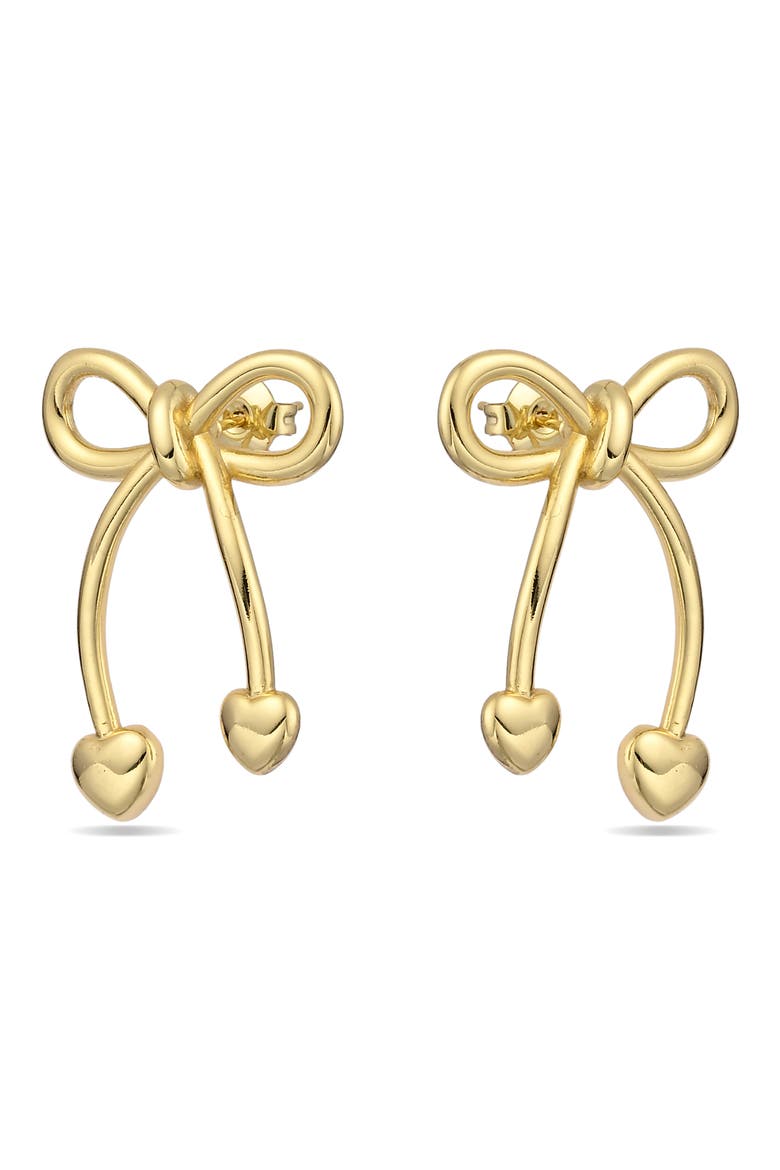 Evelyn 18k Gold Plated Bow Drop Earrings, Alternate, color, GOLD