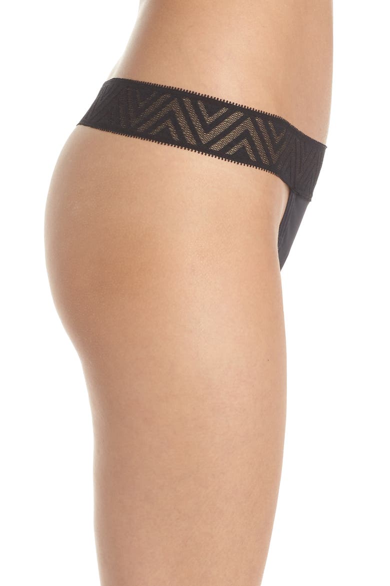 Lace Period Light Absorbency Thong, Alternate, color, BLACK