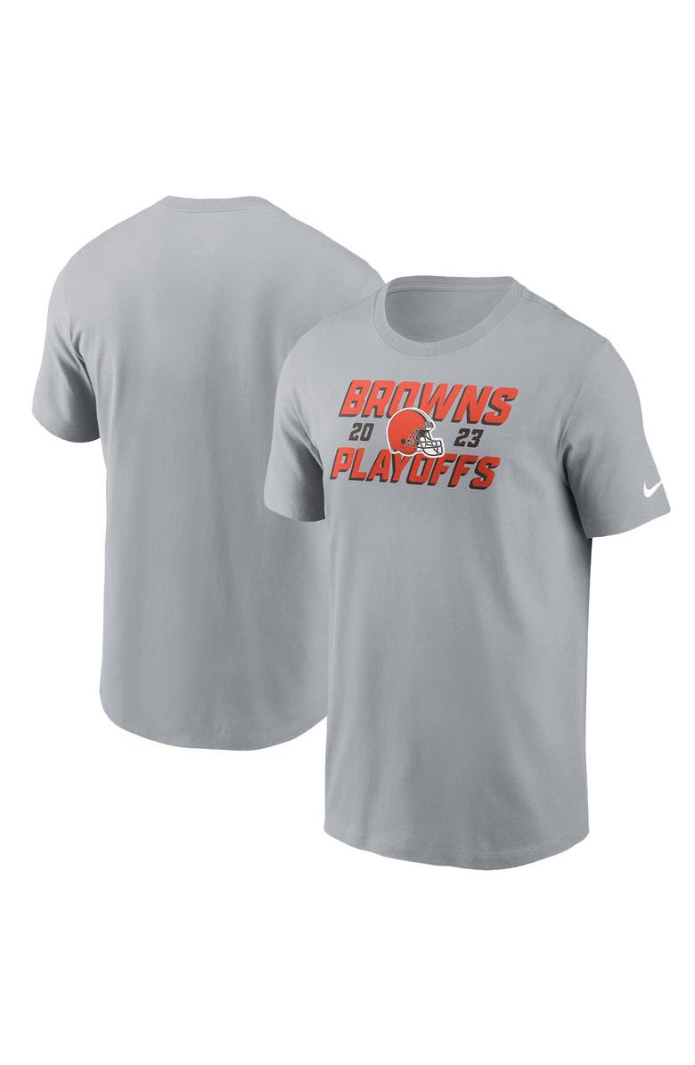 Nike Men's Nike Gray Cleveland Browns 2023 NFL Playoffs Iconic T-Shirt, Alternate, color, 