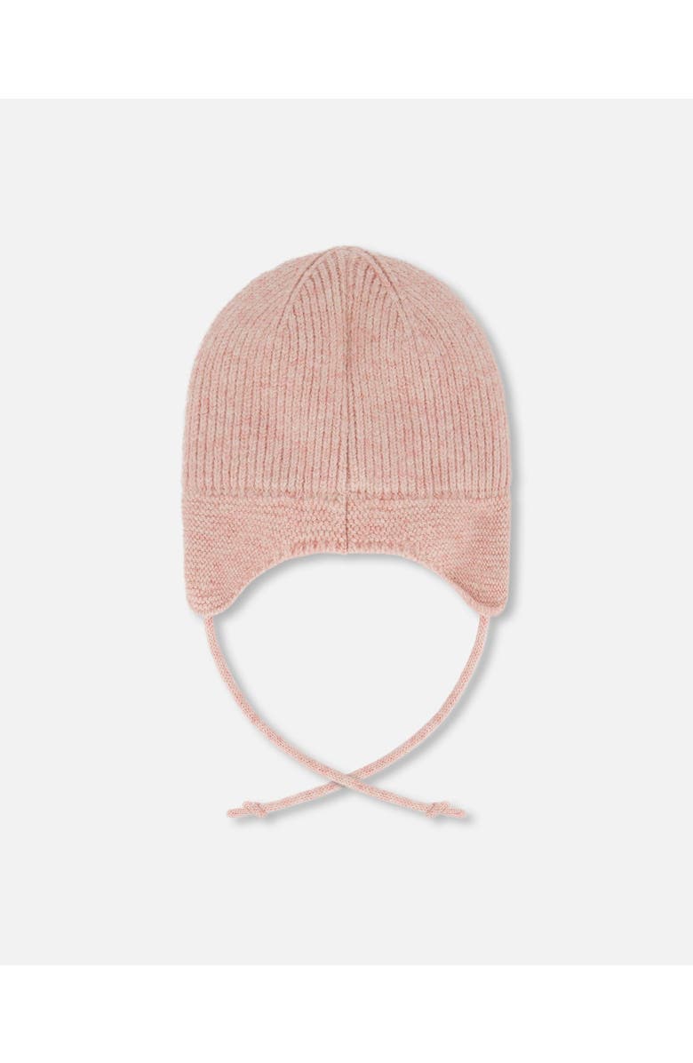 Deux par Deux Lined Knit Hat with Ears and Strings, Alternate, color, Dusty Pink