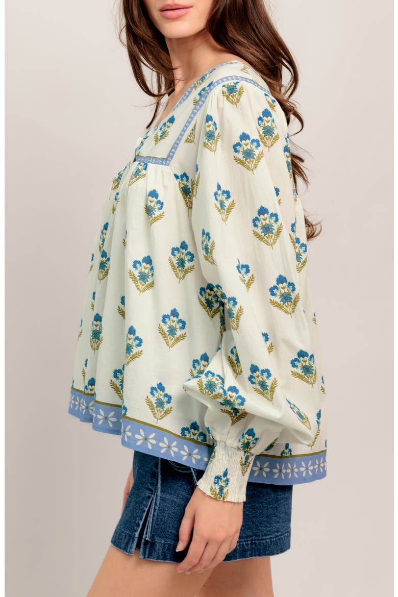 Printed Woven Top, Alternate, color, IVORY