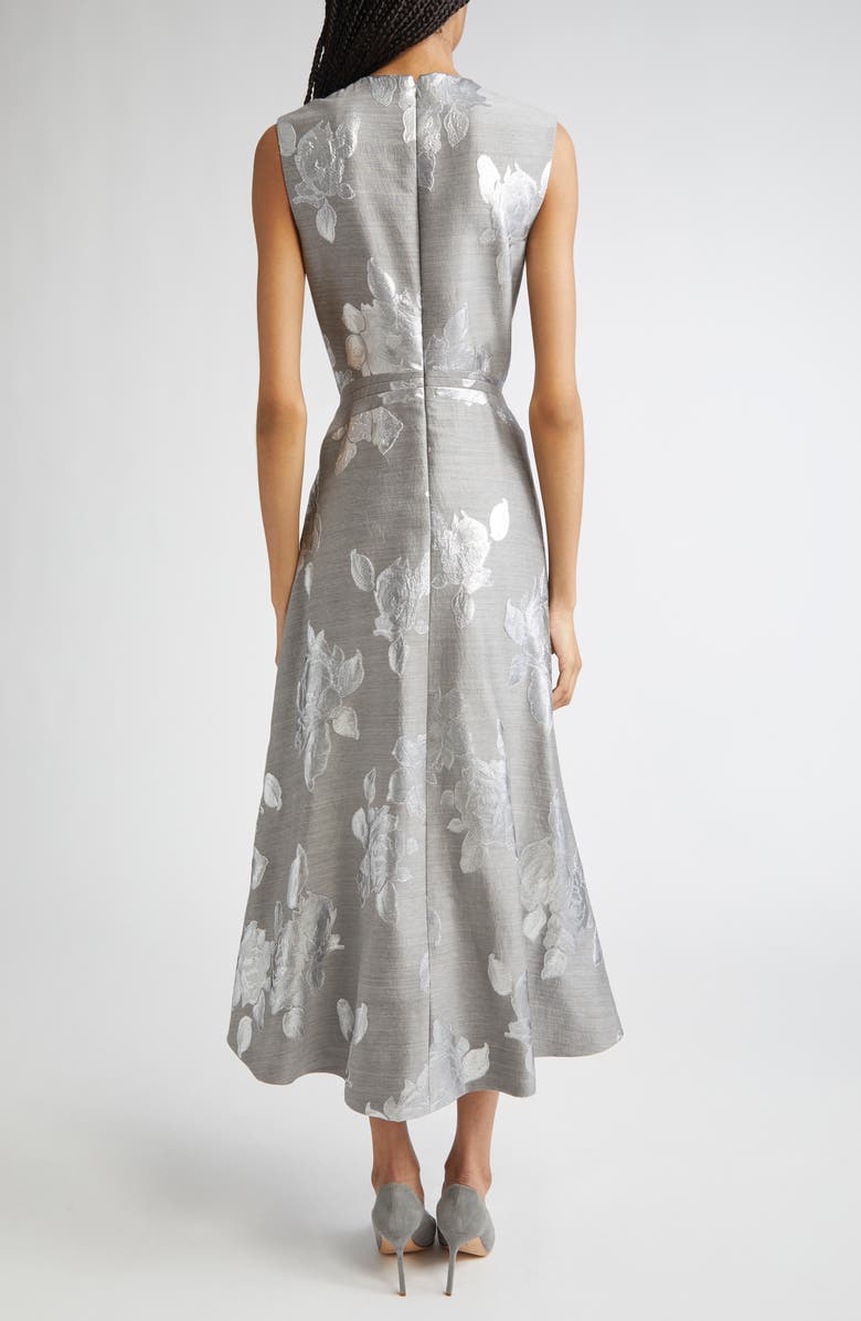 Sleeveless Metallic Fil Coupé A-Line Midi Dress