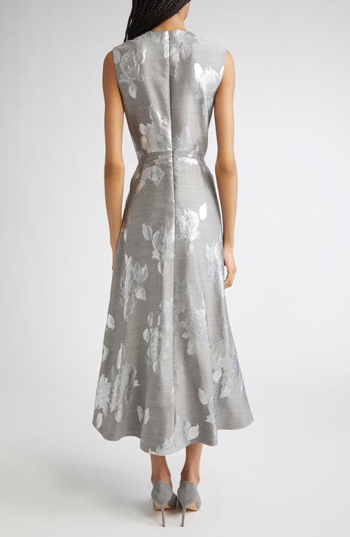 Lela Rose Sleeveless Metallic Fil Coupé A-line Midi Dress In Multi