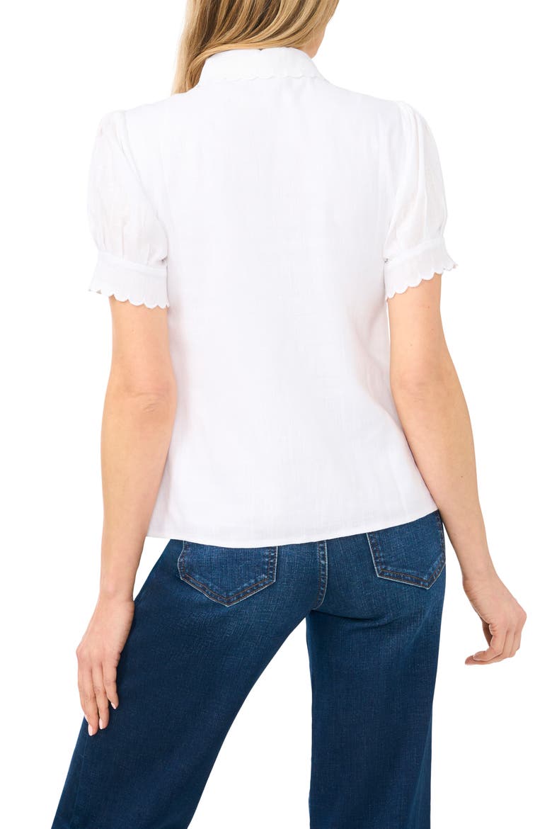 Scallop Detail Button-Up Shirt, Alternate, color, ULTRA WHITE