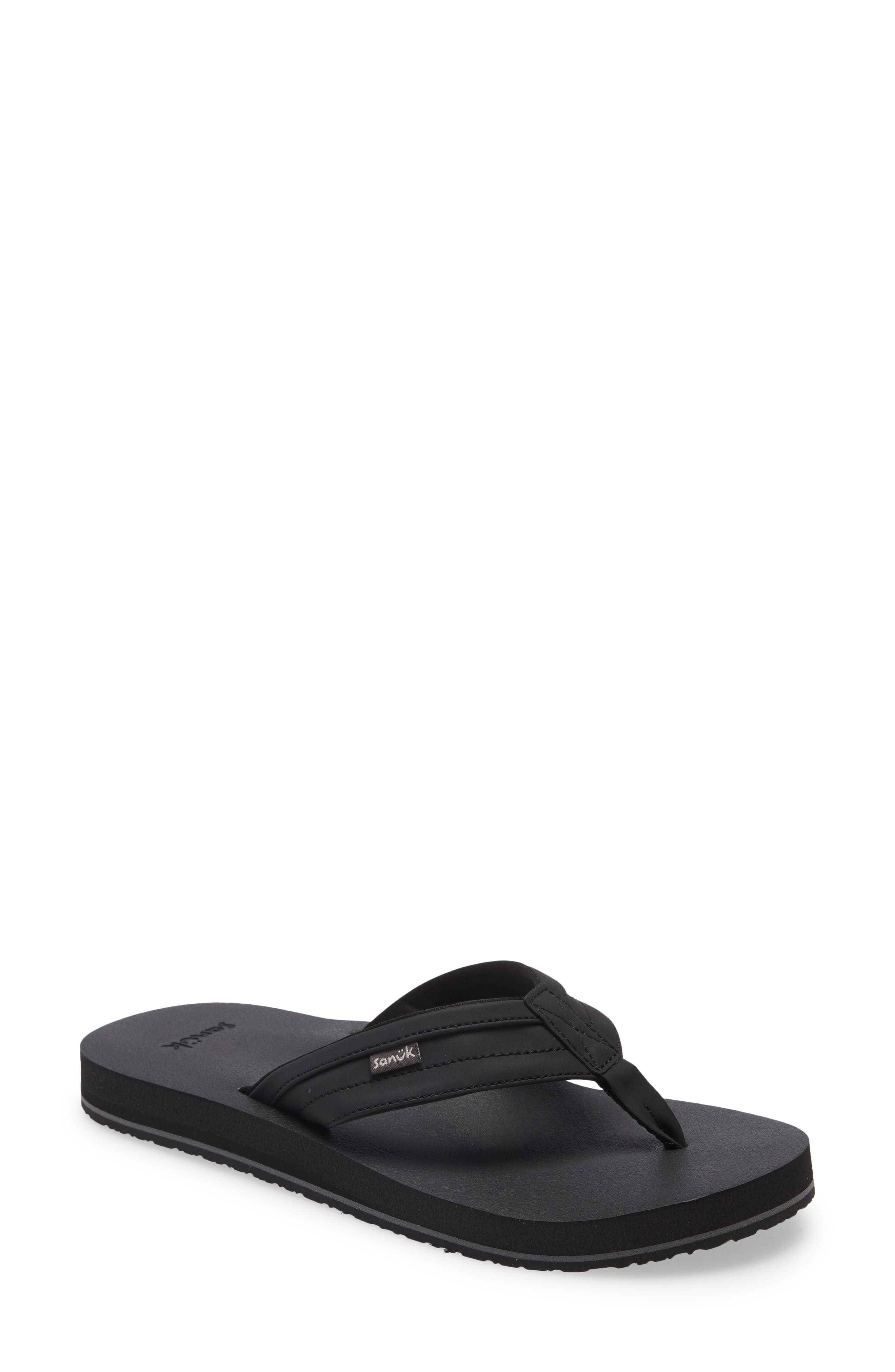 Sanuk Ziggy Water Friendly Flip Flop, Main, color, Black