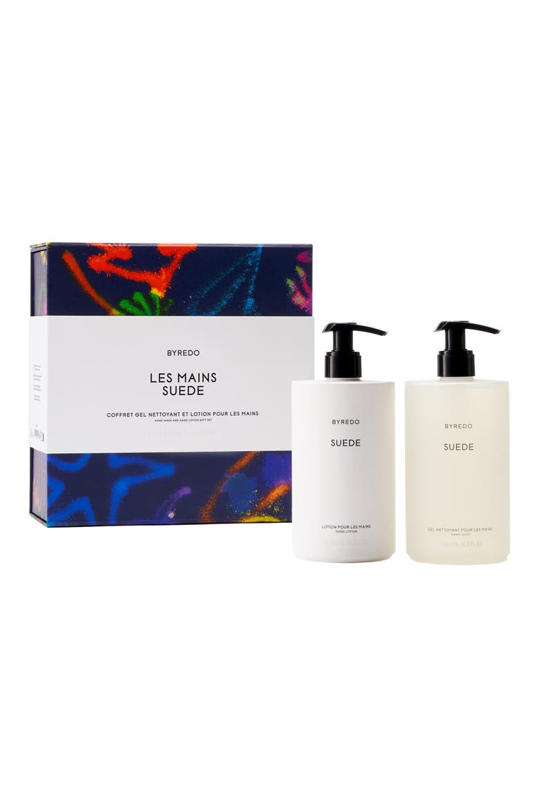 Les Mains Suede Hand Wash & Hand Lotion Gift Set, Main, color, NO COLOR