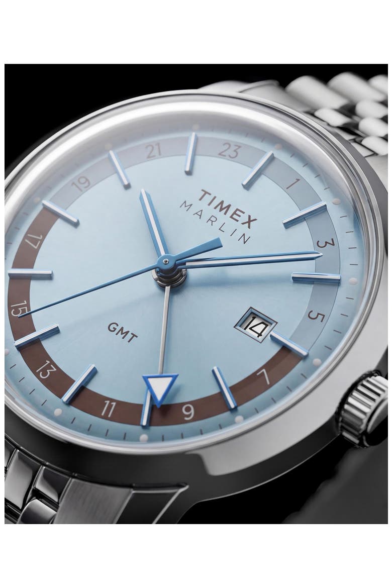 Marlin GMT Stainless Steel Bracelet Watch, Alternate, color, SILVER