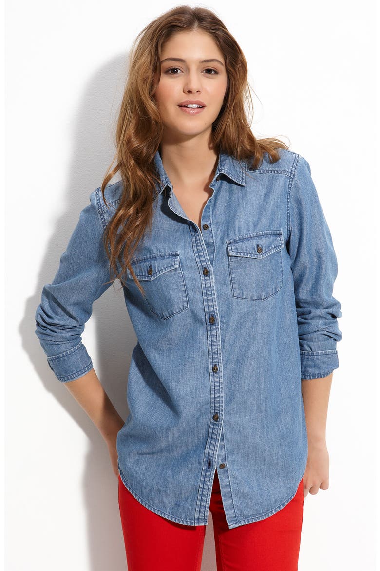 Chambray Shirt, Main, color, DARK WASH