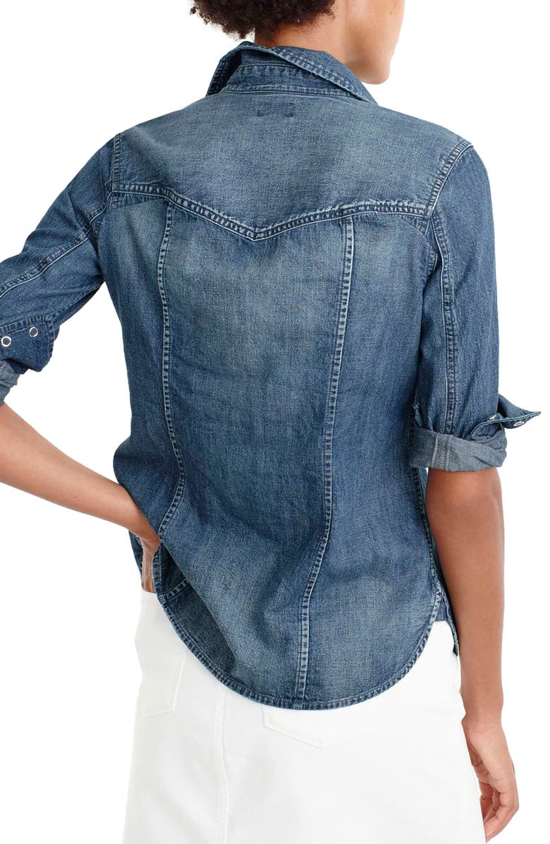 J.Crew Washed Western Chambray Shirt, Alternate, color, 