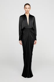 HALSTON Katrine Jersey And Satin Gown