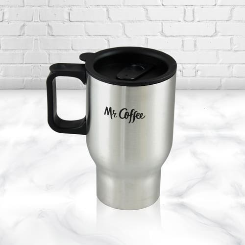 Mr Coffee Expressway 13.5 Ounce Stainless Steel Thermal Travel Mug Cup With Lid In Silver