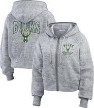 WEAR by Erin Andrews Women's WEAR by Erin Andrews Heather Gray Milwaukee Bucks Speckled Radiator Full-Zip Hoodie