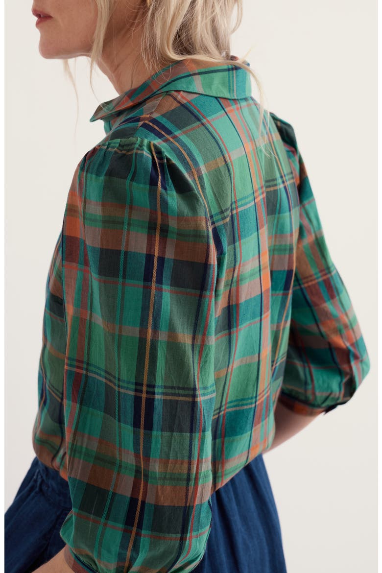 Hope Cottage Plaid Organic Cotton Blouse, Alternate, color, FLORABUNDA LENTIL