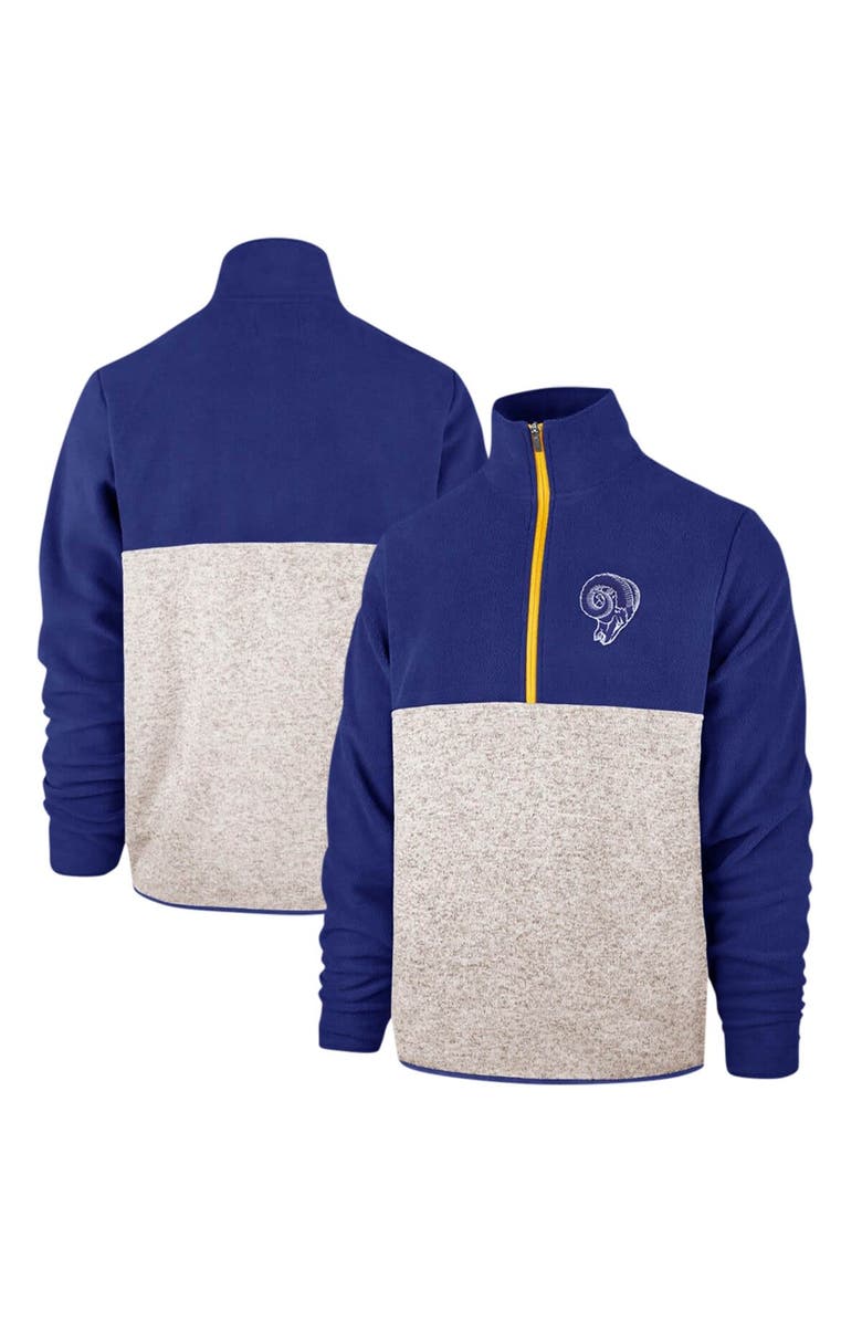 '47 Men's '47 Royal/Cream Los Angeles Rams Colorblock Kodiak Half-Zip Jacket, Main, color, Royal