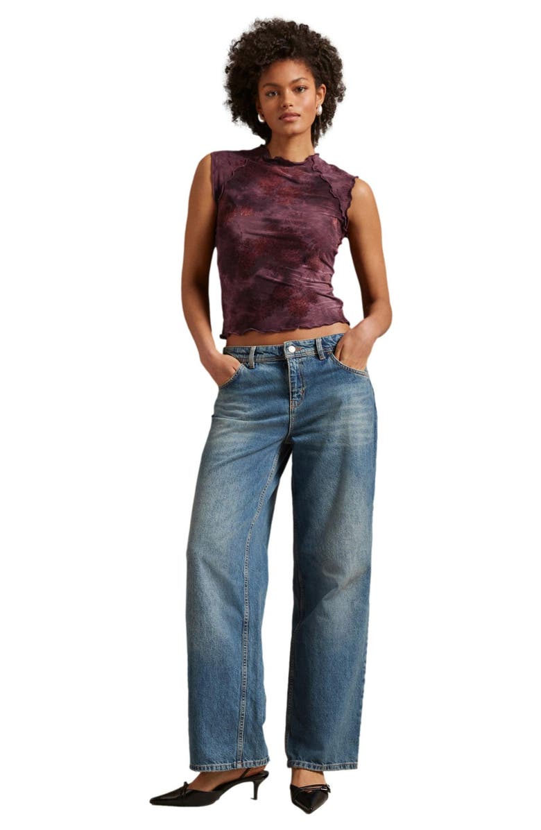 NEXT Lettuce Hem Sleeveless Flocked Floral Print Top, Alternate, color,