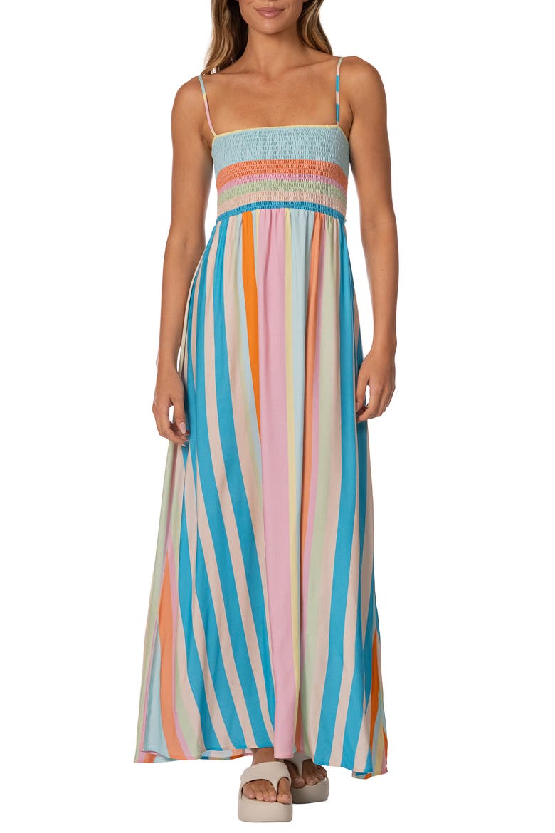 Ailany Deep Sea Stripe Maxi Cover Up Dress, Main, color, LIGHT/ PASTEL BLUE
