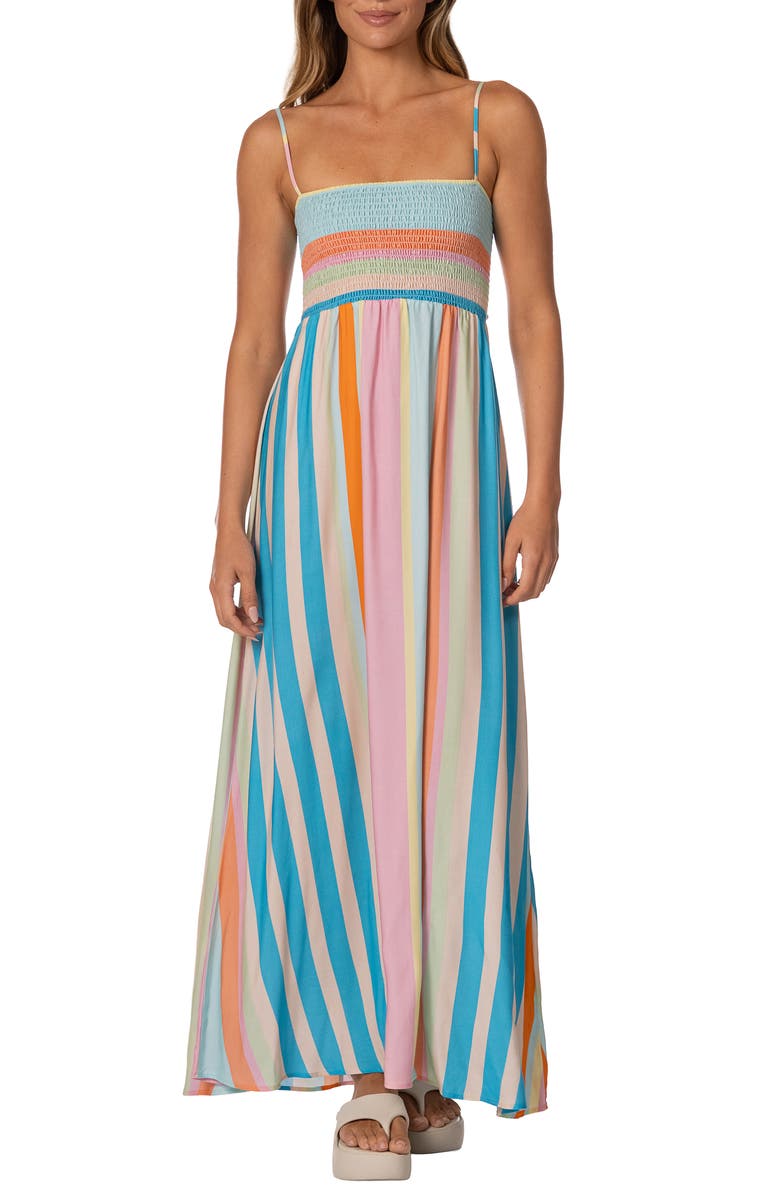 Maaji Ailany Deep Sea Stripe Maxi Cover Up Dress, Main, color, Light/ Pastel Blue