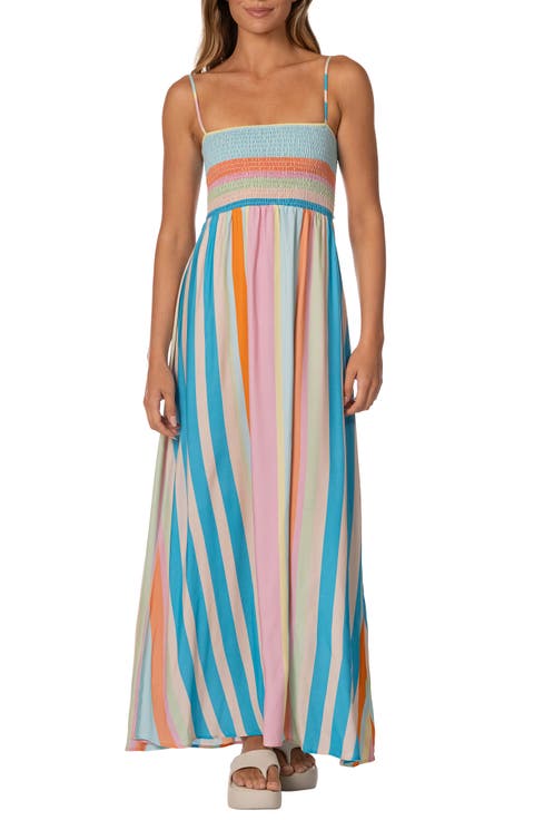 Ailany Deep Sea Stripe Maxi Cover Up Dress