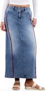 Wash Lab Denim Side Piping Denim Maxi Skirt
