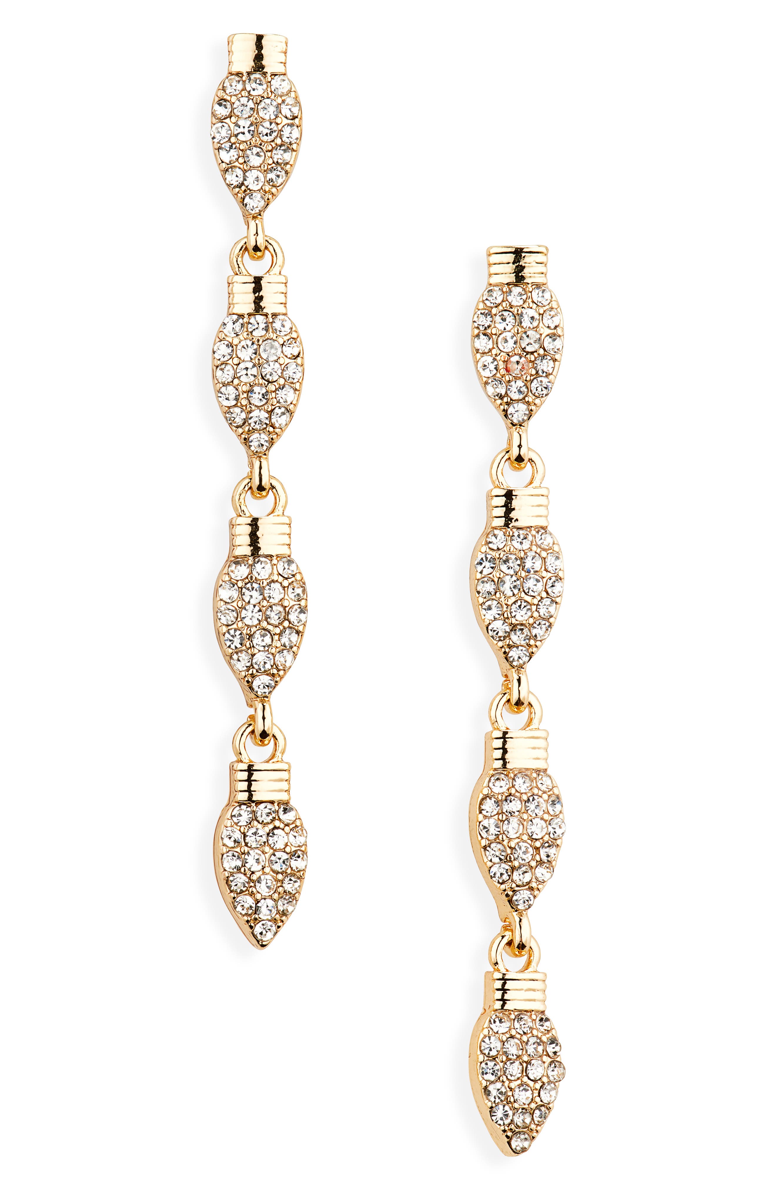 Leith Pavé Crystal Light Bulb Linear Drop Earrings