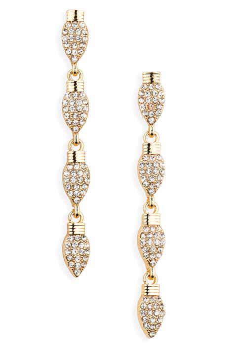 Leith Pavé Crystal Light Bulb Linear Drop Earrings