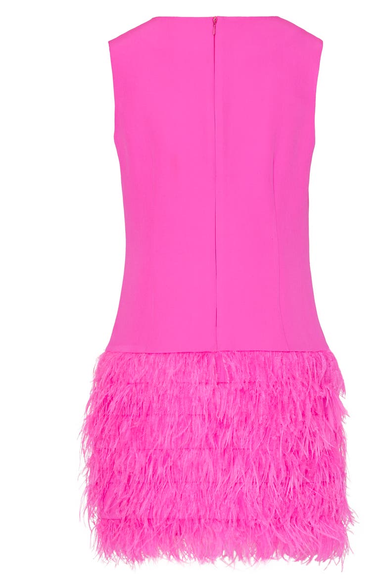 Veronica Feather Hem Dress, Alternate, color, BARBIE PINK
