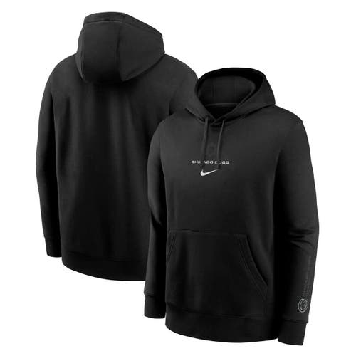 Nike Black Chicago Cubs  Fashion Club Fleece Pullover Hoodie In Black