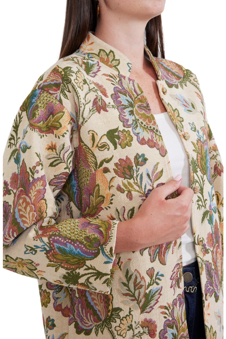 Janean Midi Jacket, Alternate, color, Rainbow Floral Jacquard