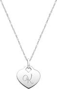 Tiny Blessings Sterling Silver Baby Heart & Engraved Initial 12-14" Necklace