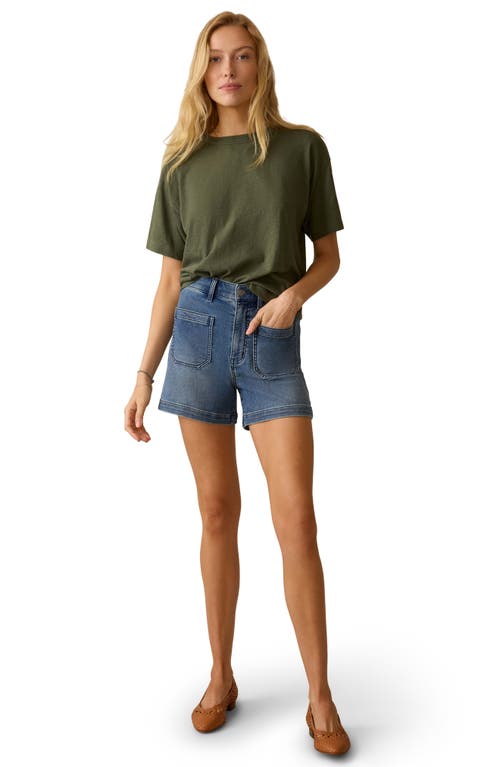 Faherty Stretch Terry Patch Pocket Shorts In Green