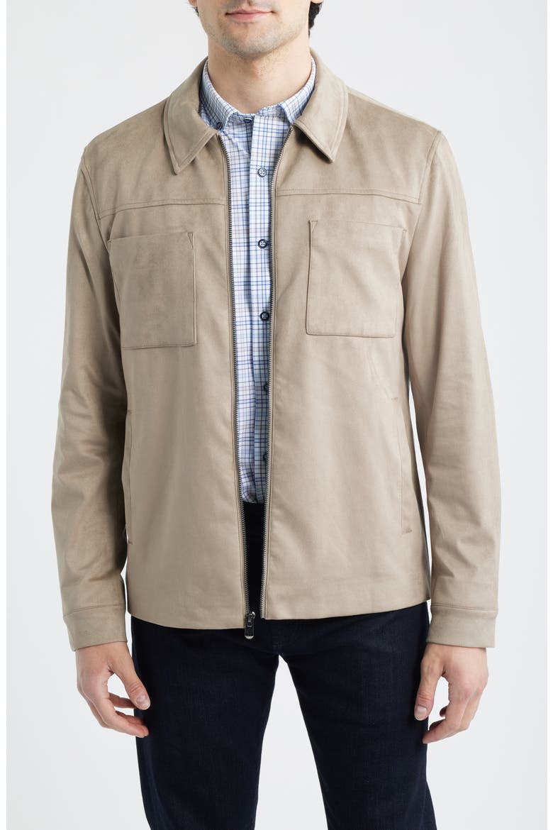 Faux Suede Jacket, Main, color, TAUPE