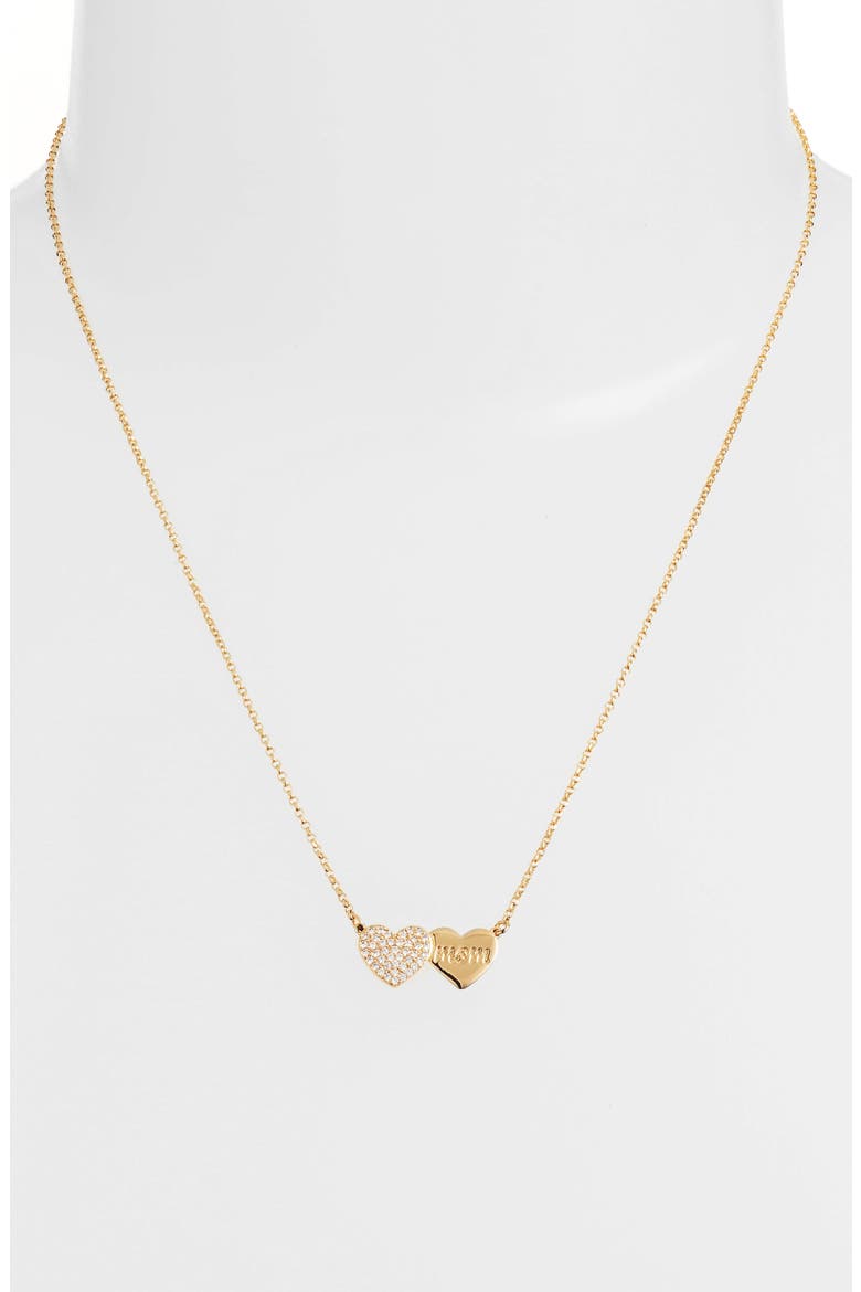 mom knows best pavé heart necklace, Alternate, color, GOLD