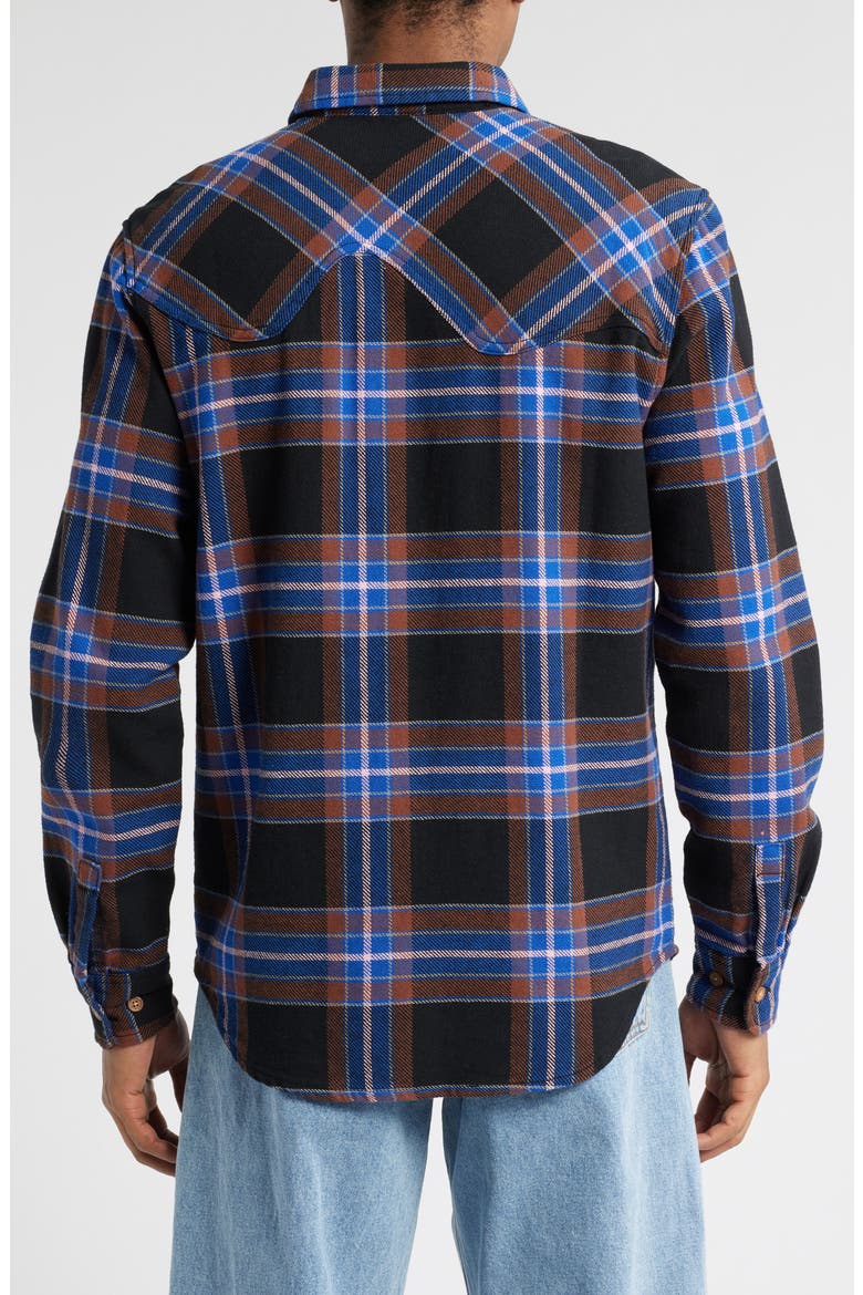 Big Drip Cotton Flannel Button-Up Shirt, Alternate, color, BLACK PLAID