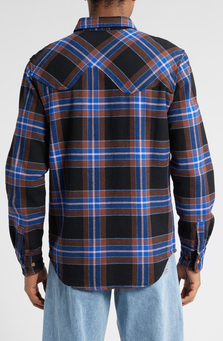 ICECREAM Big Drip Cotton Flannel Button-Up Shirt, Alternate, color, Black Plaid