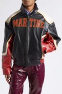Martine Rose Bowl Game Oversize Colorblock Leather Jacket