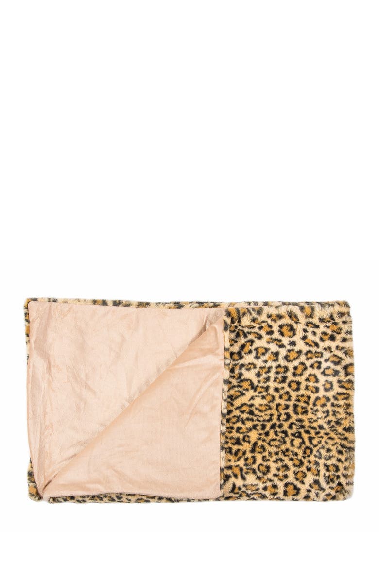 LUXE Burke Leopard Print Faux Fur Throw - 50" x 60", Alternate, color, Leopard