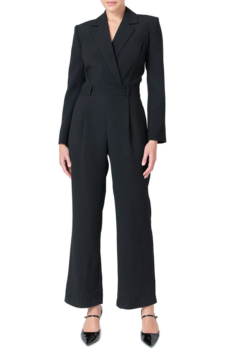 Endless Rose Long Sleeve Wide Leg Jumpsuit, Alternate, color, Black