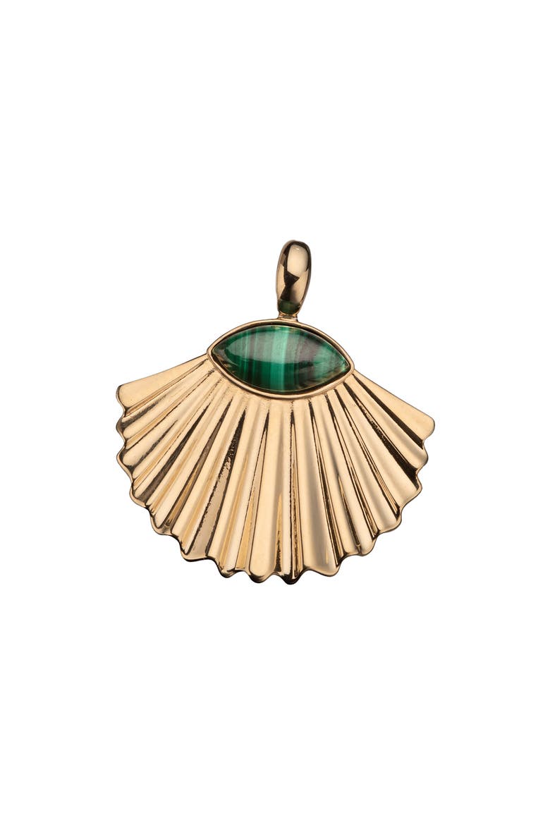 Rowe Malachite Fan Charm, Main, color, YELLOW GOLD