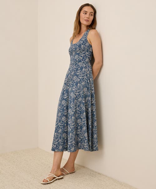 Pact Organic Cotton Fit & Flare Open Back Maxi Dress In Blue